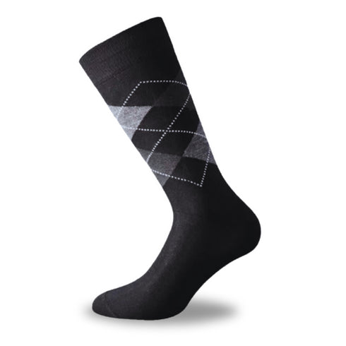 Premium Quality Black Pattern Argyle Crew Socks